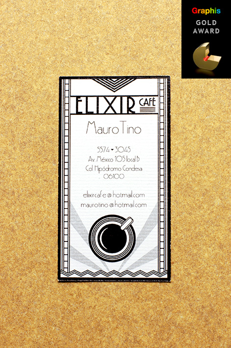 Tarjeta Premio Graphis Gold Award Elixir Café